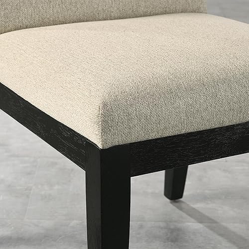 Miniatura 7 de Roundhill Furniture Rocco - Juego de 2 sillas de comedor contemporáneas de madera maciza, color beige