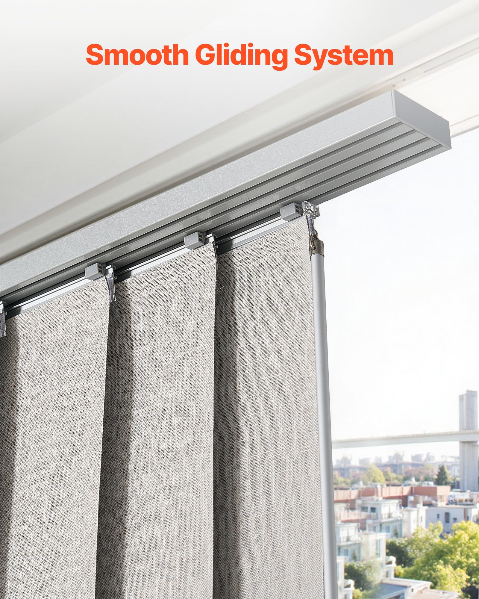VEVOR Tende a Pannello Binario Estensibile Larghezza tra 116 cm e 218 cm Tende a Pannello per Privacy da Casa Balcone Salone, Oscuranti Verticali Scorrevole per Porte Scorrevoli (Grigio Chiaro)