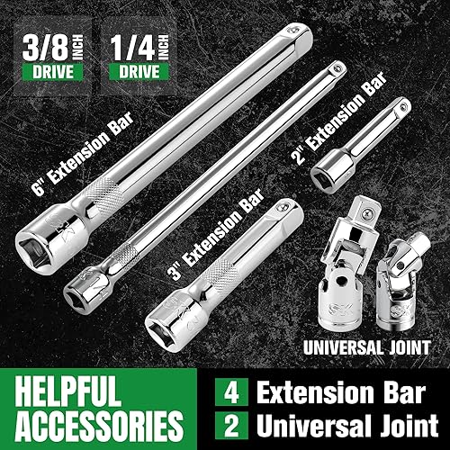 Miniatura 4 de SK Juego de llaves de vaso de 14" y 38" con trinquete de 160-P, 105 piezas, SAE y métrico, acabado SuperKrome, construcción CR-V premium, con