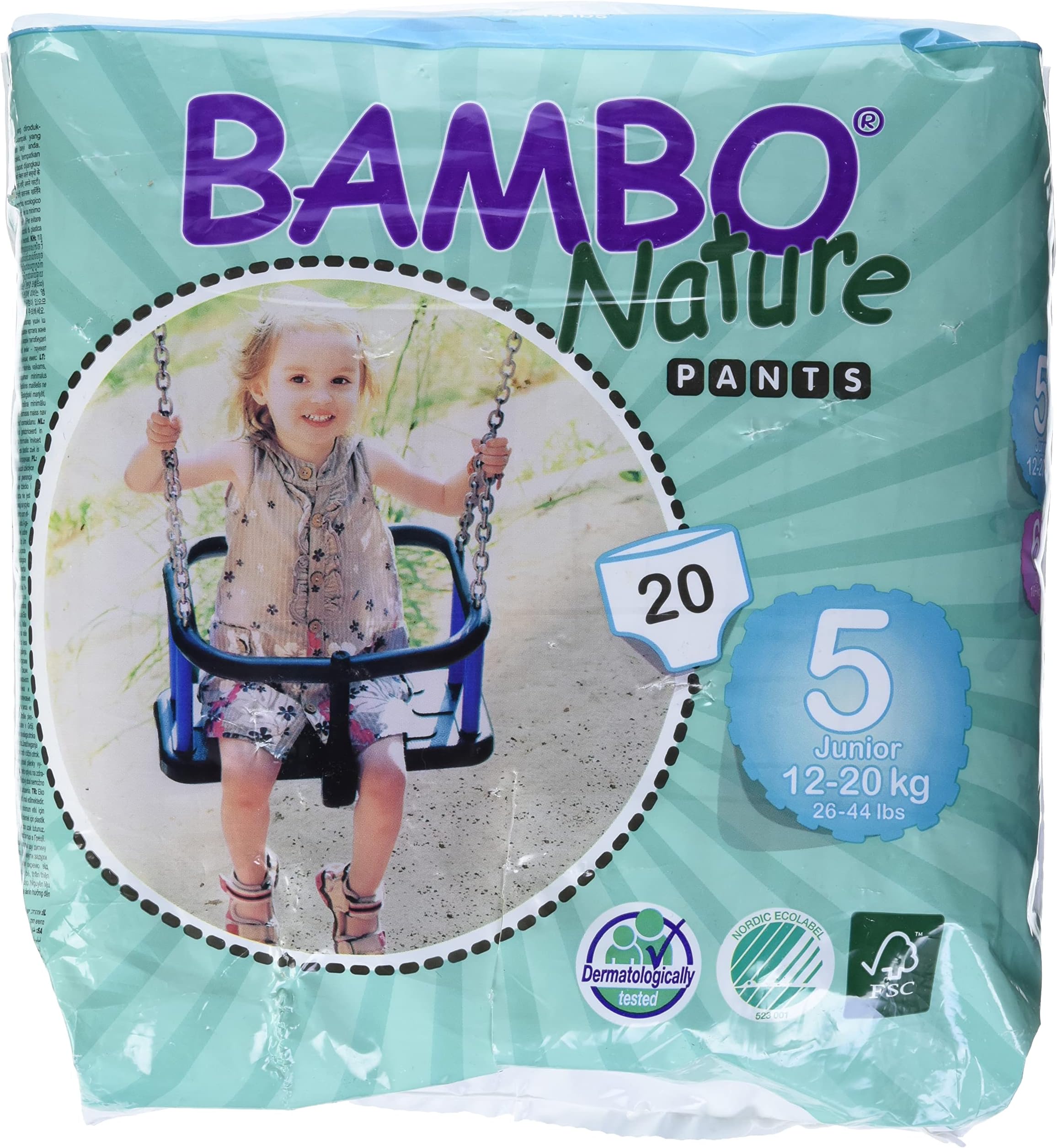 Bambo Nature Baby Training Pants Classic, Size 5 (26-44 Lbs), 20 Count