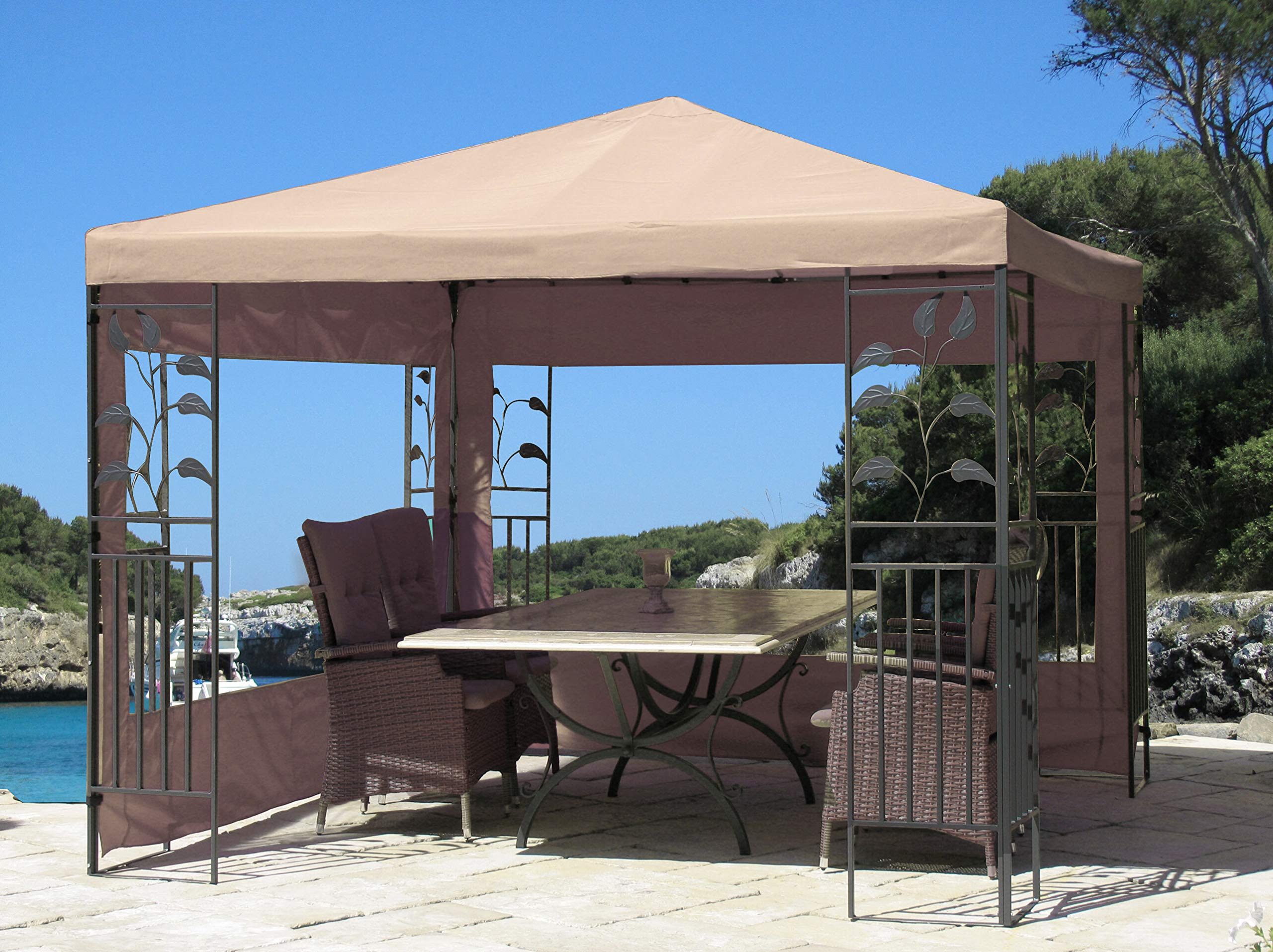 Quick-Star 2 pareti Laterali con finestre in PVC per Gazebo 3 x 3 m Parete Laterale Beige