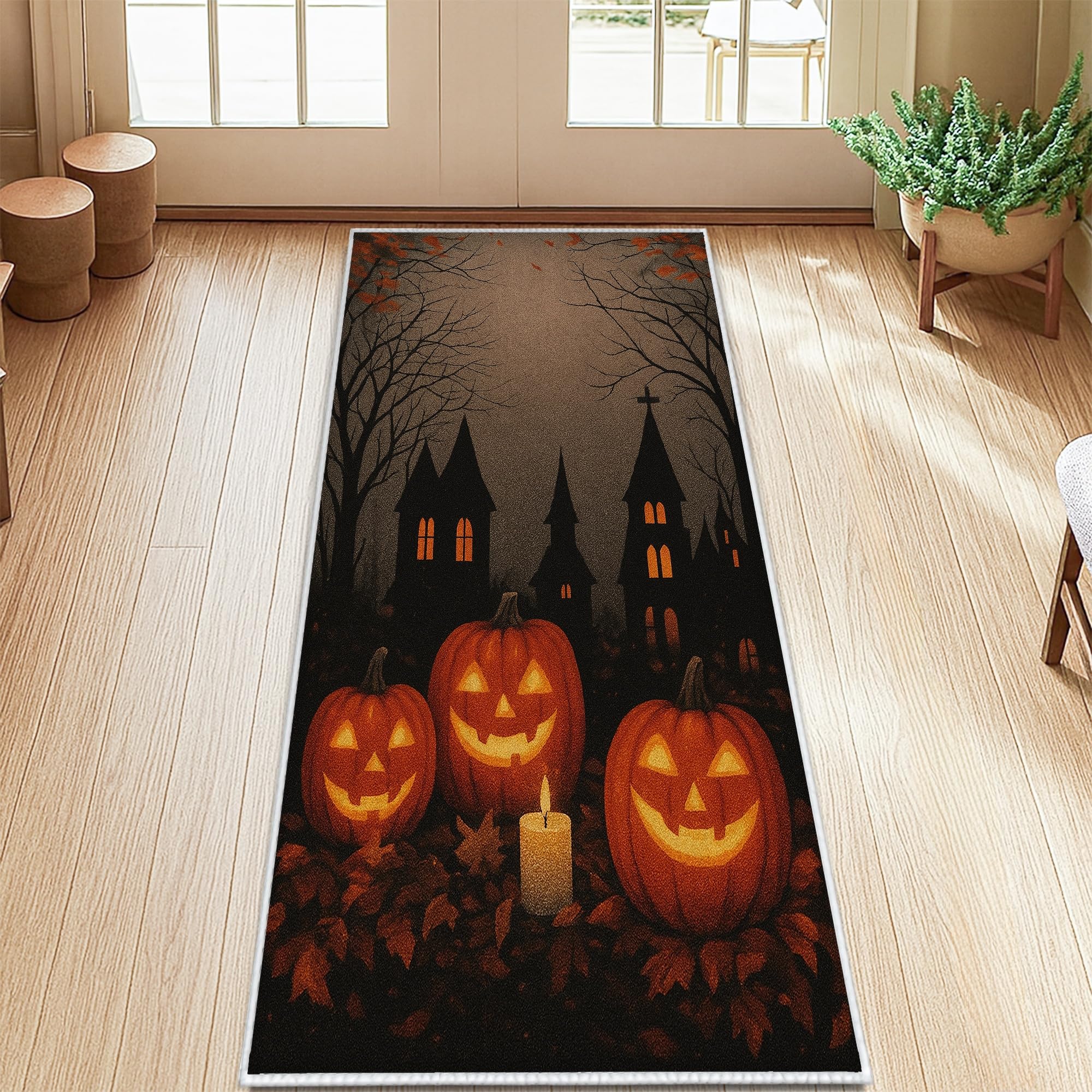 Tapis de couloir citrouille Halloween tapis de sol rectangulaire pour cuisine