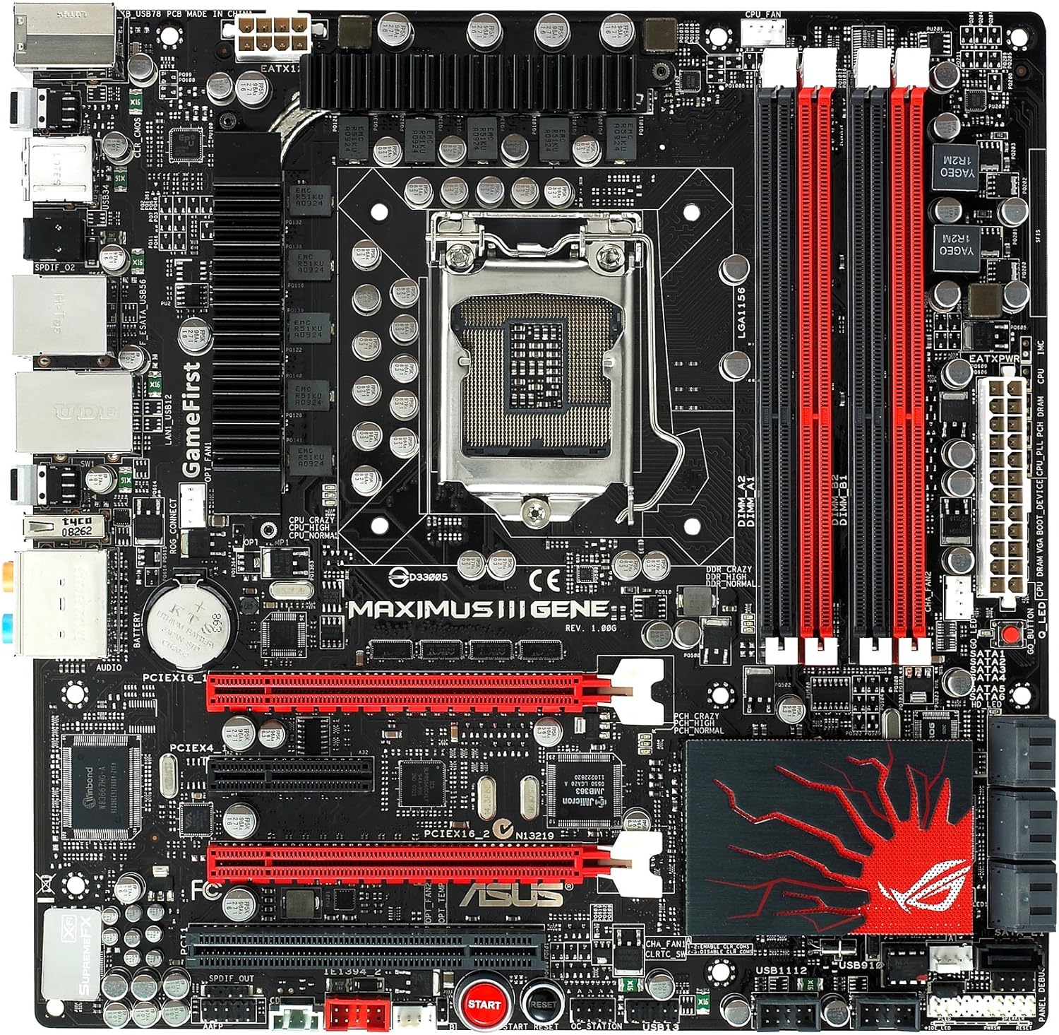 ASUS Socket 1156/Intel P55/DDR3/Quad CrossFireX & Quad SLI/A&GbE/Micro ATX Motherboard s MAXIMUS III GENE