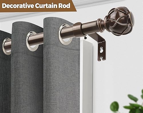 Miniatura 6 de KAMANINA - Cortineros para ventanas de 72 a 144 pulgadas (6-12 pies) de largo, cortinero resistente decorativo, ajustable, de 78 de pulgada con