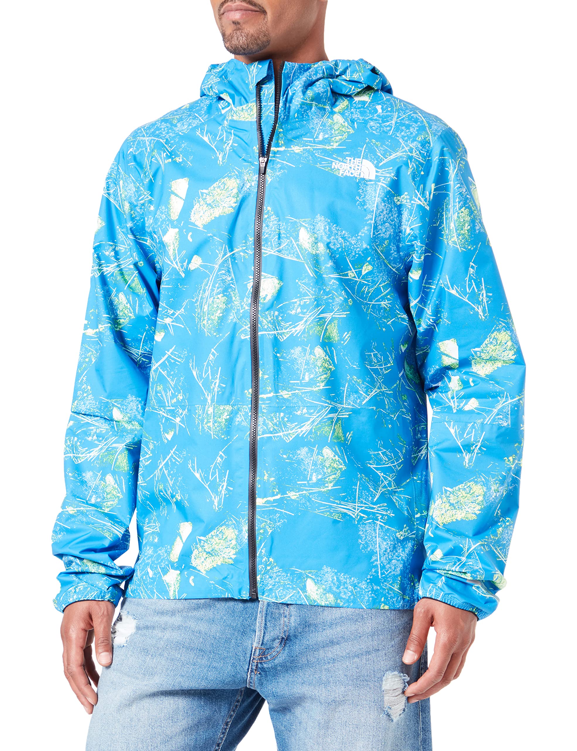 The North Face Higher Run Jacket Super Sonic Blue Valley Floor Print L