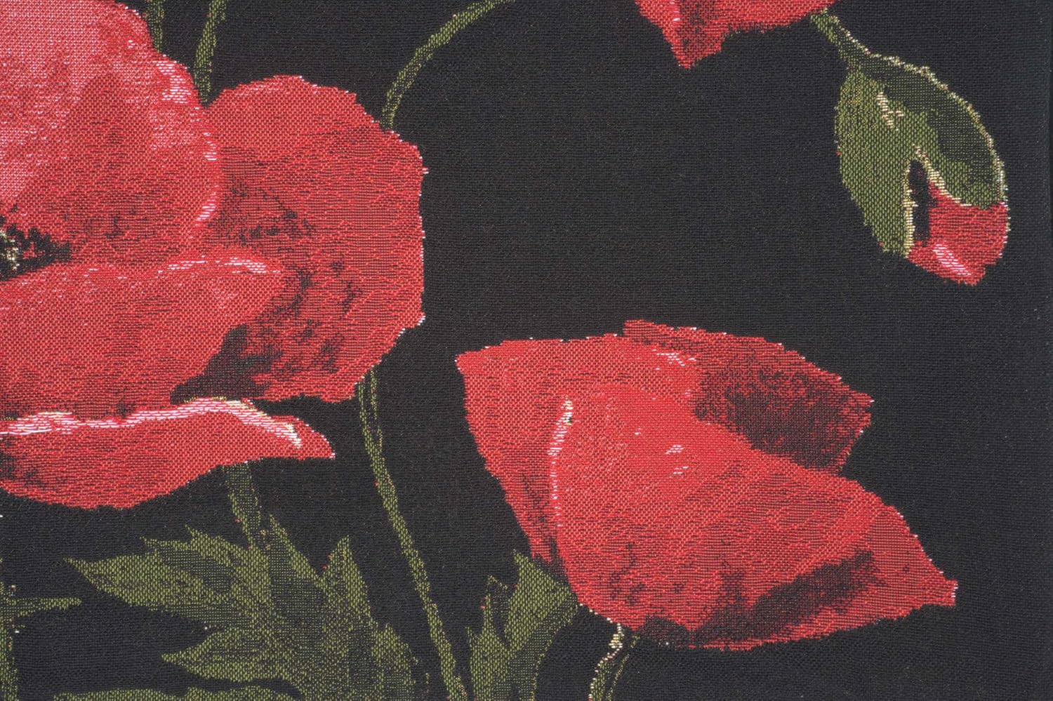 Charlotte Home Furnishings Inc Premium 18x18 Decorative Throw Pillow Cover, Poppies Large Floral Tapestry Cushion Cover, Cotton Jacquard Woven Pillow Cover for Couch, Sofa, Living Room Decor