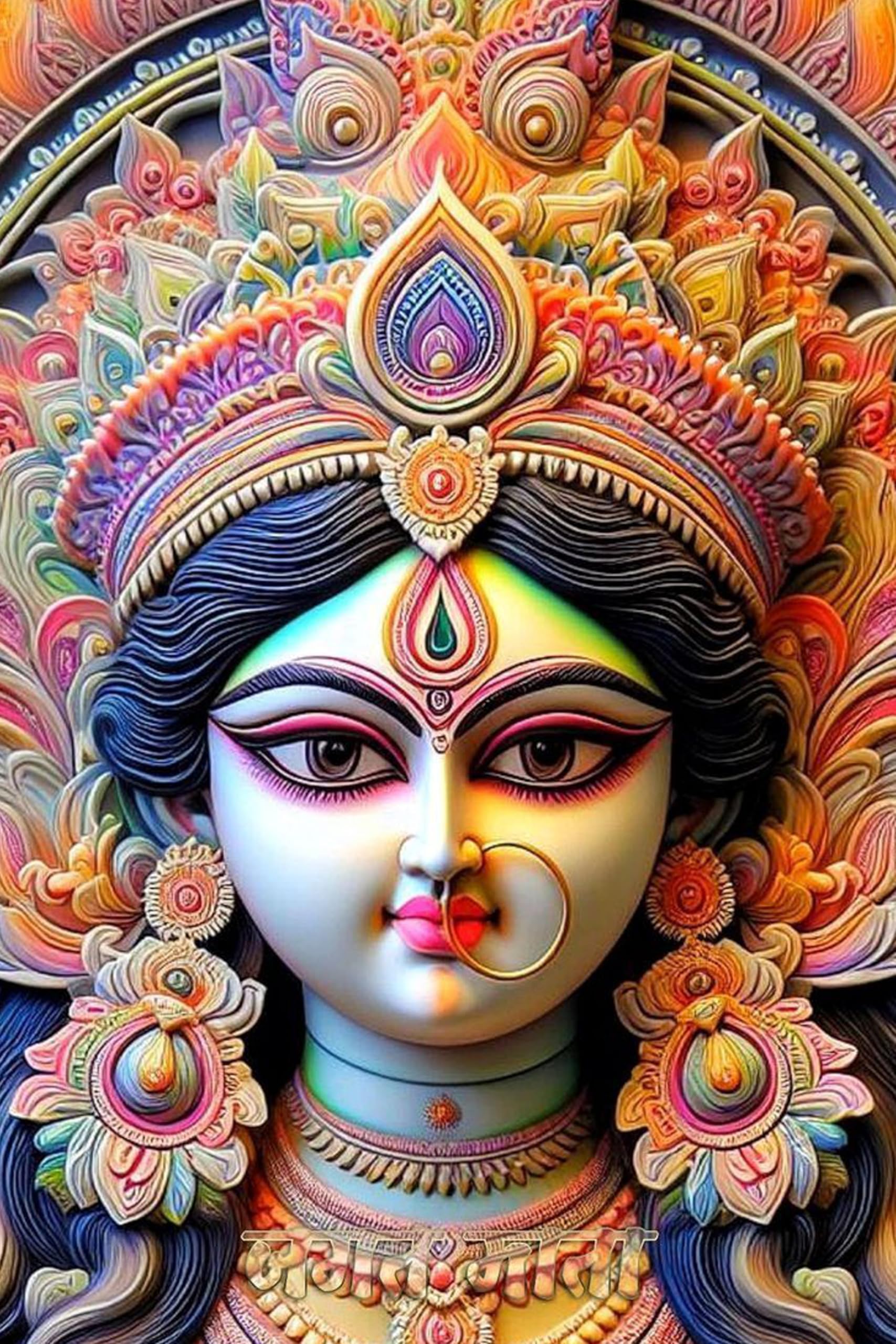 Cliths 8x12 Inch Maa Durga Face Wall Art, Hindu Wall Decor, Spiritual Home & Office Decoration, Lightweight Metal Wall Hanging for Living Room & Pooja Room, Festive Gift, Indoor Outdoor Use-image-30
