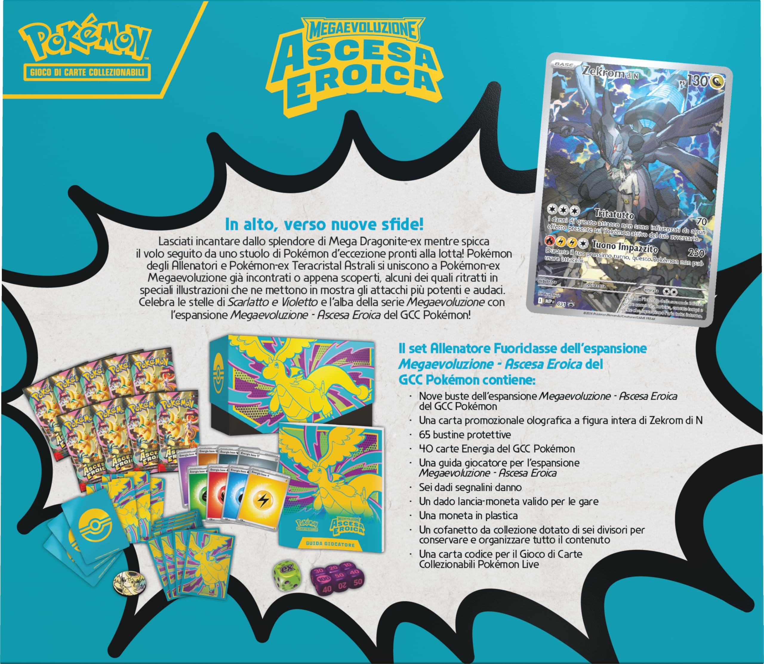 Pokémon: Megaewolucja Expansion Trener - Heroiczne powstanie GCC Pokémon (jedna karta promocyjna na pełnej długości, dziewięć worków rozszerzeń i akcesoria premium)