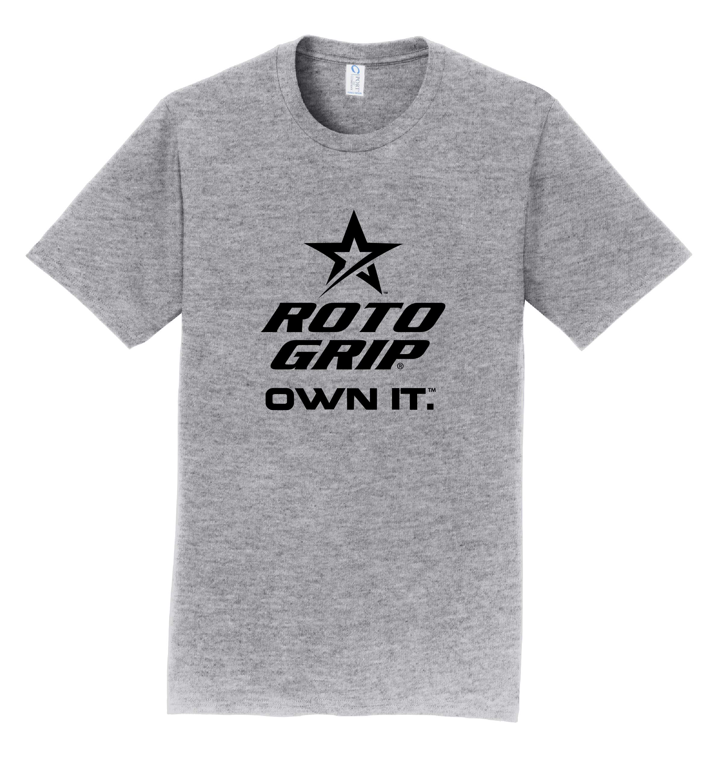 Logo Infusion Athletic Heather T-Shirt 90% Cotton - Roto Grip Bowling - Black Roto Grip Logo - Design 00AS (L)