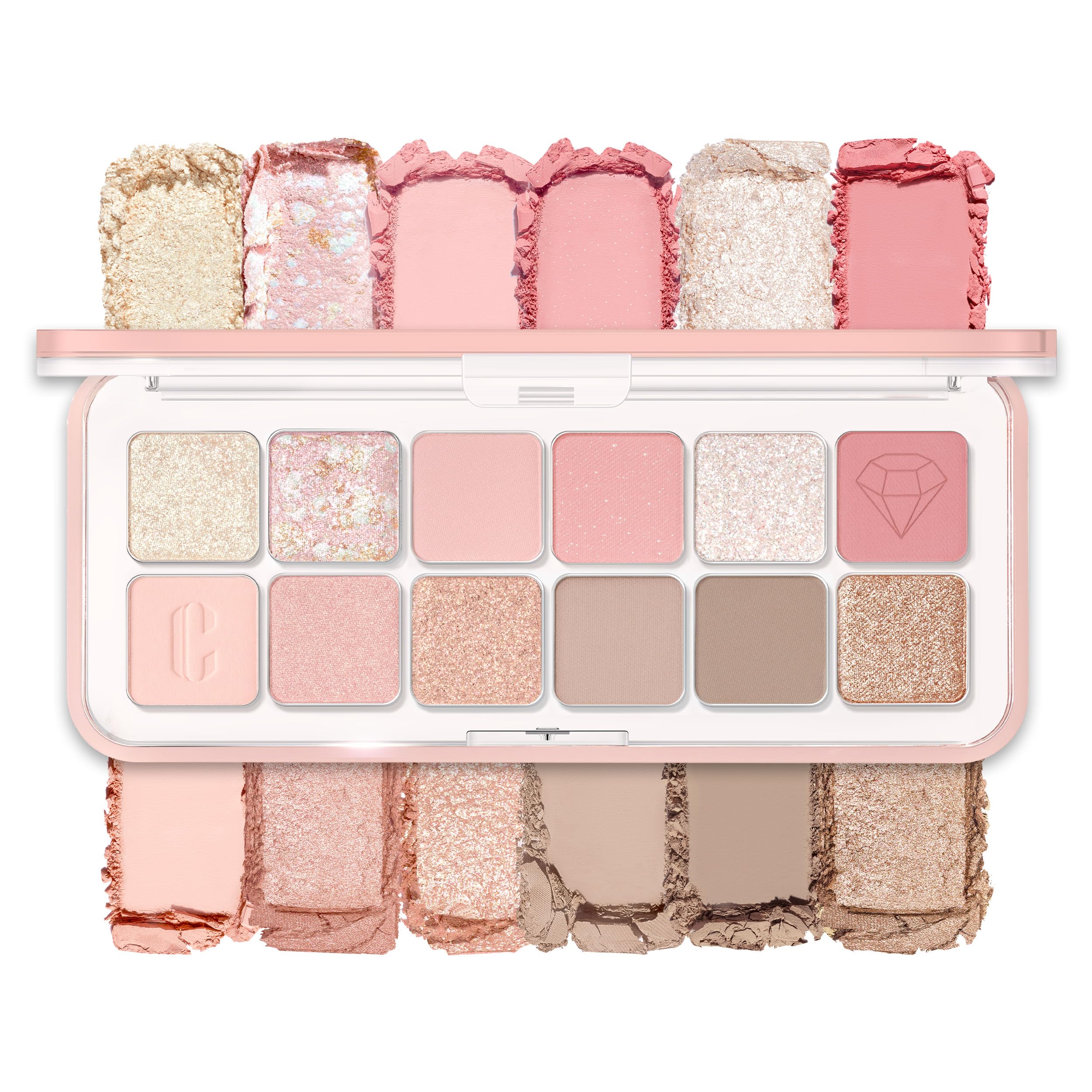CLIO Pro Eye Palette Air, 12-Color All Matte Eye Shadow, Air-Fit Pigmented Buildable Color, Low Fallout, Soft Cool Pink Neutral Tone for Daily Makeup, Korean Heritage Edition (M20 MAEHWA RIBBON)