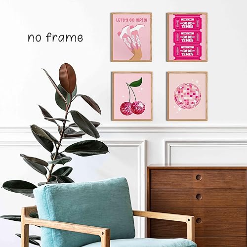 Miniatura 3 de KEUSPI Juego de 4 pósteres para pared con diseño de botas de vaquera Y2K Let's Go para niñas, bola de discoteca alegre, buenos tiempos, para