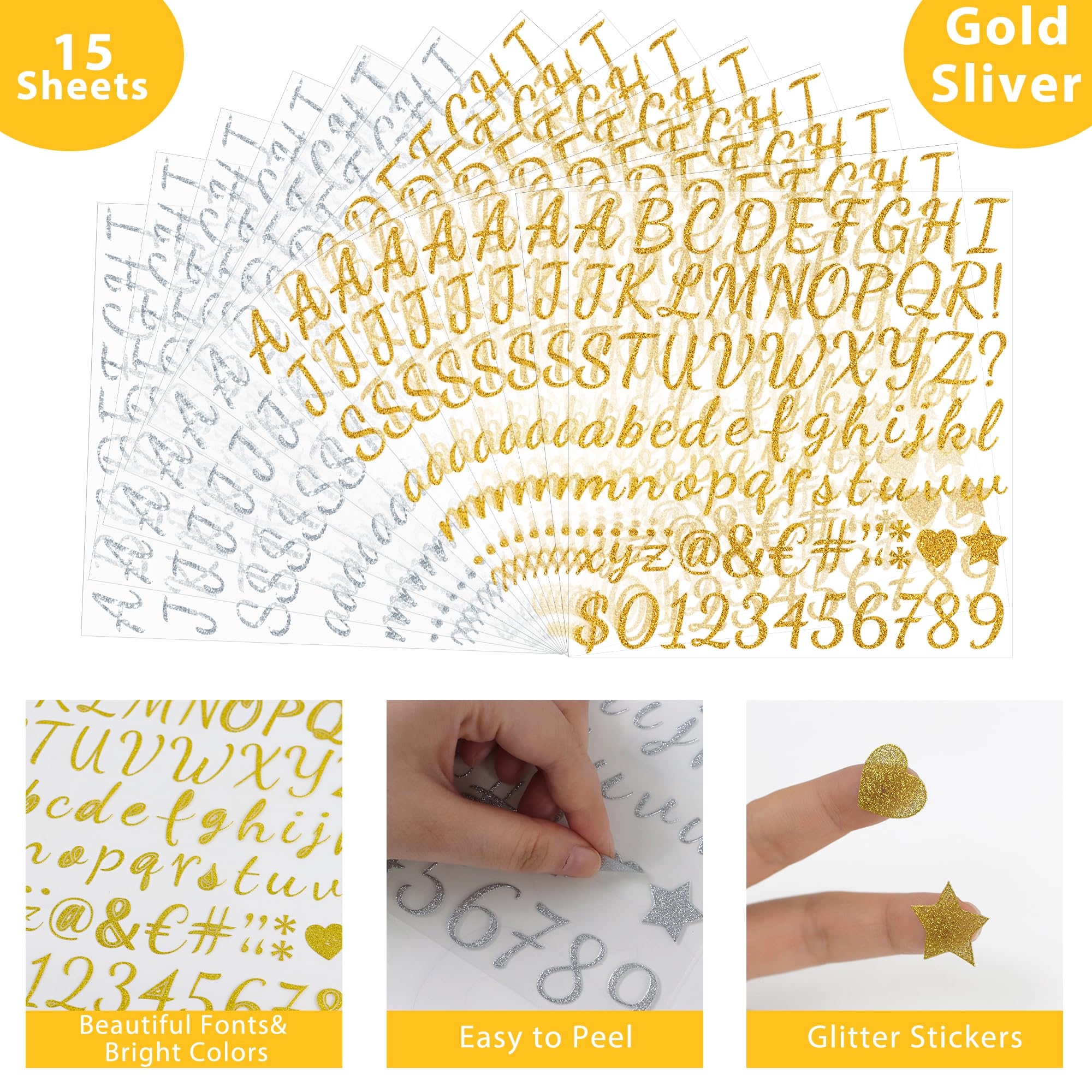 Snapklik.com : 1245Pcs Letter Stickers 15 Sheets Alphabet Stickers ...