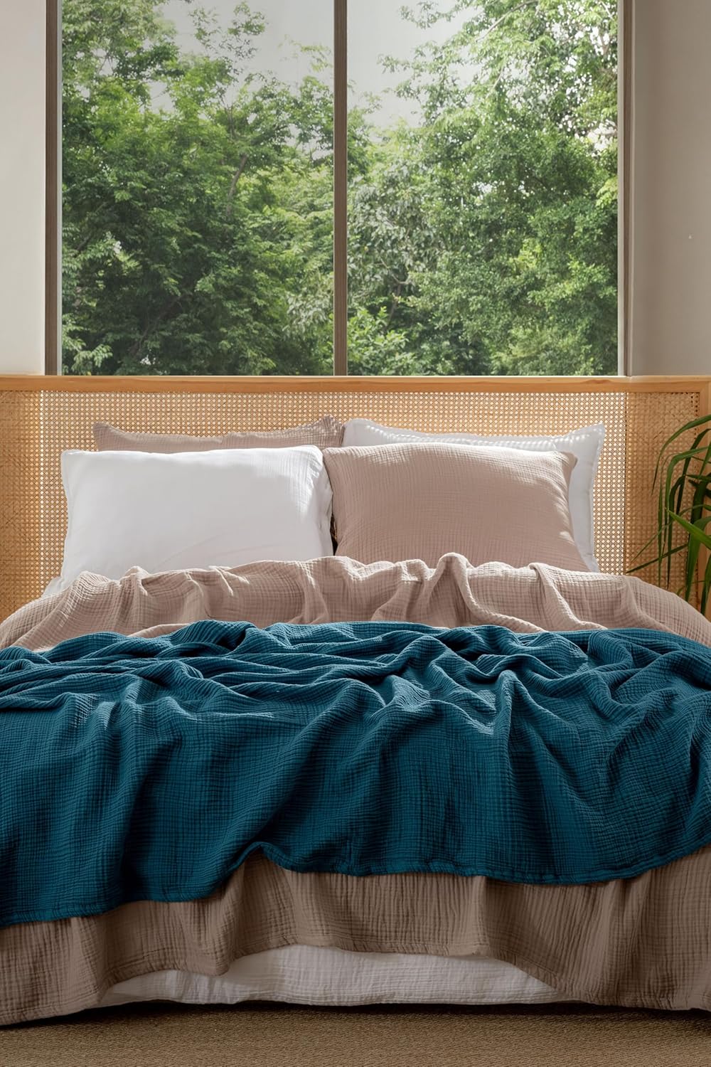 Muslin Blanket - Pure 100% Turkish Cotton Airy Soft Light Versatile Gauze Throw Blanket for Bed, Couch, Sofa (Taupe, King Size (95" x 110" inch))