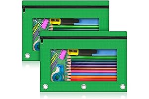 Durable Lime Green Pack of 2 Zipper Pencil Pouches for School & Office