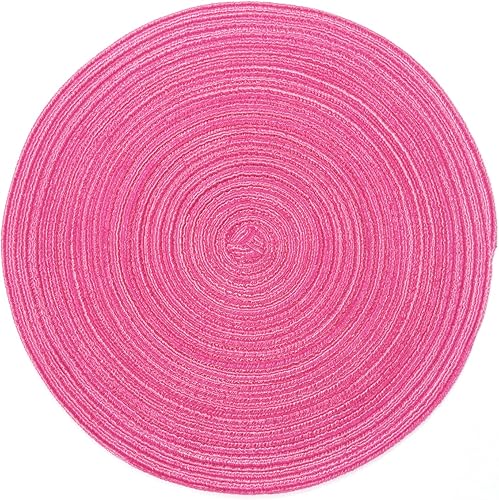 Miniatura 3 de SHACOS - Juego de 6 manteles individuales circulares y trenzados para días festivos y celebraciones, de algodón, lavables, tamaño 15 pulgadas