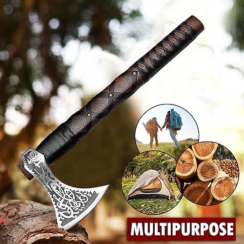 Miniatura 3 de SHINY CRAFTS -Hacha vikinga nórdica, regalos de boda, hacha de campamento, hacha berserker hacha de pizza vikinga hecha a mano, auténtica hacha