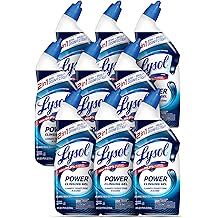 Nettoyant pour cuvettes de toilettes Lysol, Fournitures de nettoyage pour salles de bains Max Strength, Gel d'adh&eacute;rence pour nettoyant pour cuvettes de toilettes, Essentiel pour la maison, &Eacute;limination instantan&eacute;e des taches, D&eacute;sinfection et d&eacute;sodorisation, Sans eau de Javel, 24 oz 9 ct