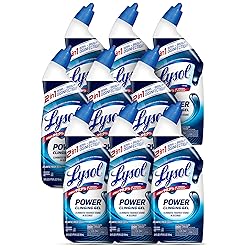 Lysol Toilet Bowl Cleaner, Max Strength Bathroom Cleaning Supplies, Toilet Bowl Cleaner Clinging Gel, Home Essential, Instant Stain Removal, Disinfecting and Deodorizing, Bleach Free, 24 oz (9 ct)