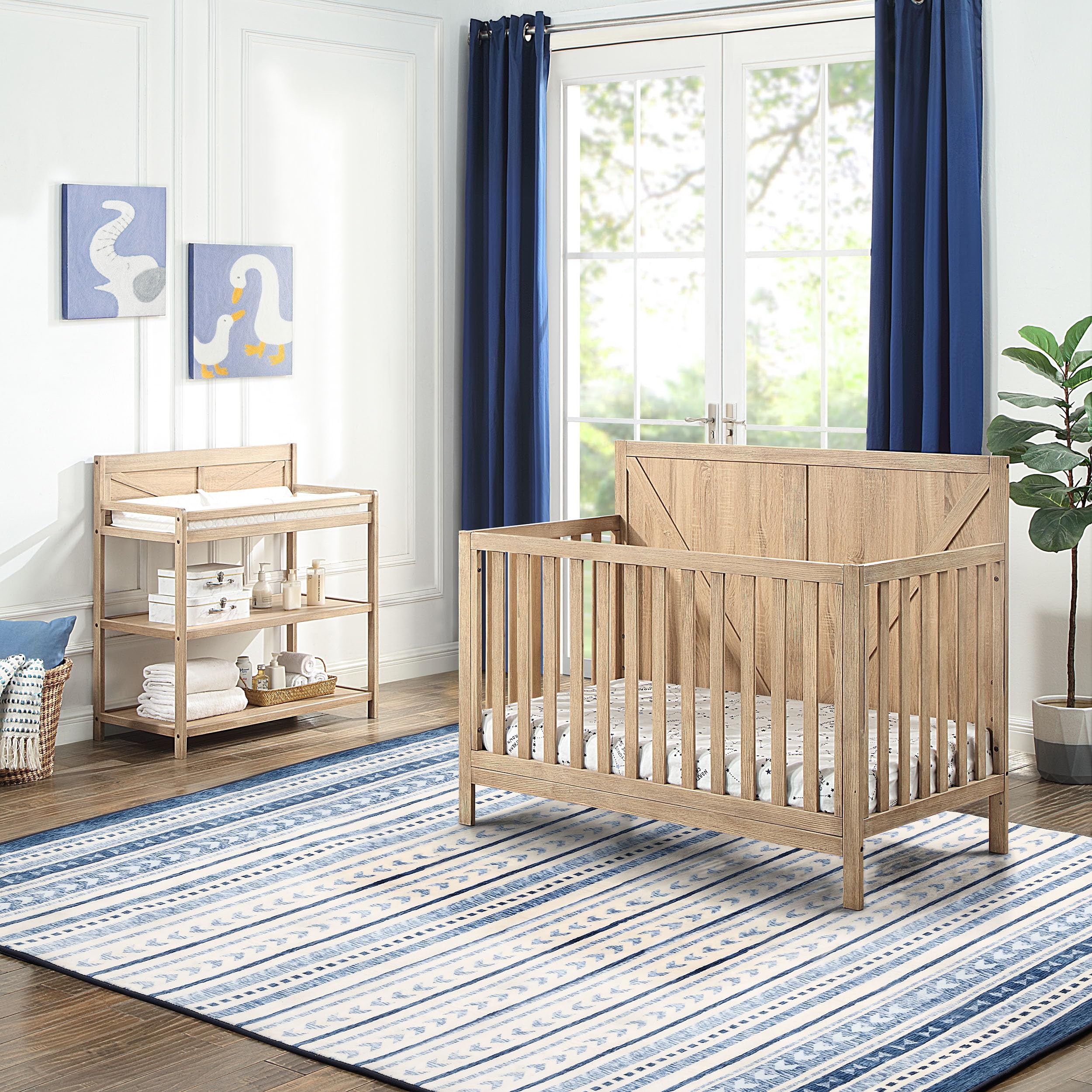Suite Bebe Barnside 4-in-1 Convertible Baby Crib in Beached Oak