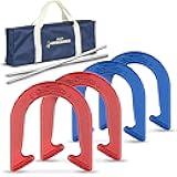 Steel Horseshoes Outdoor Game Set - Gold & Silver or Red & Blue - Official Size and Weight