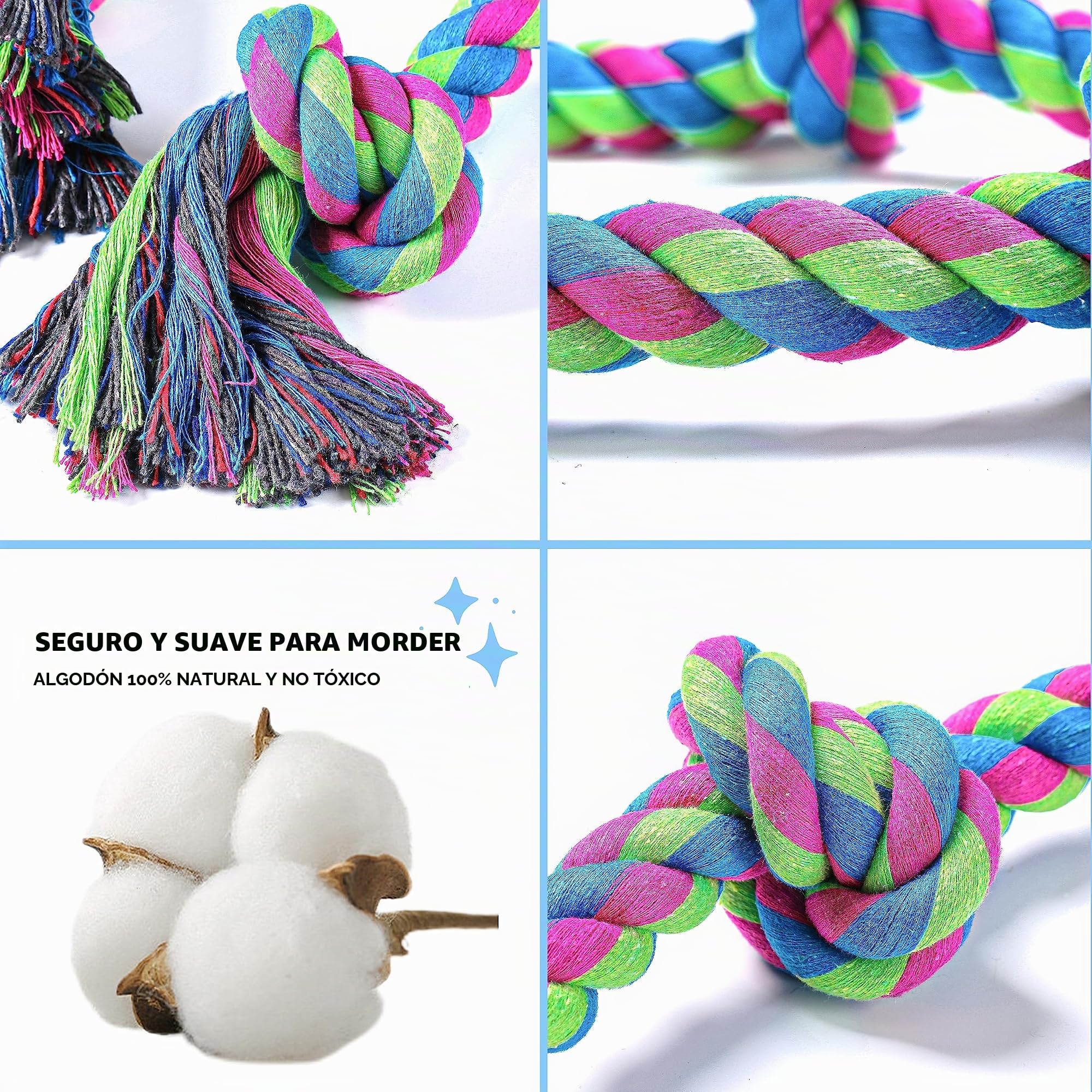 Aitmexcn Juguetes de cuerda para perros grandes y medianos masticadores de perros, juguetes indestructibles para masticar perros, juguete resistente para limpiar los dientes, tira de la guerra