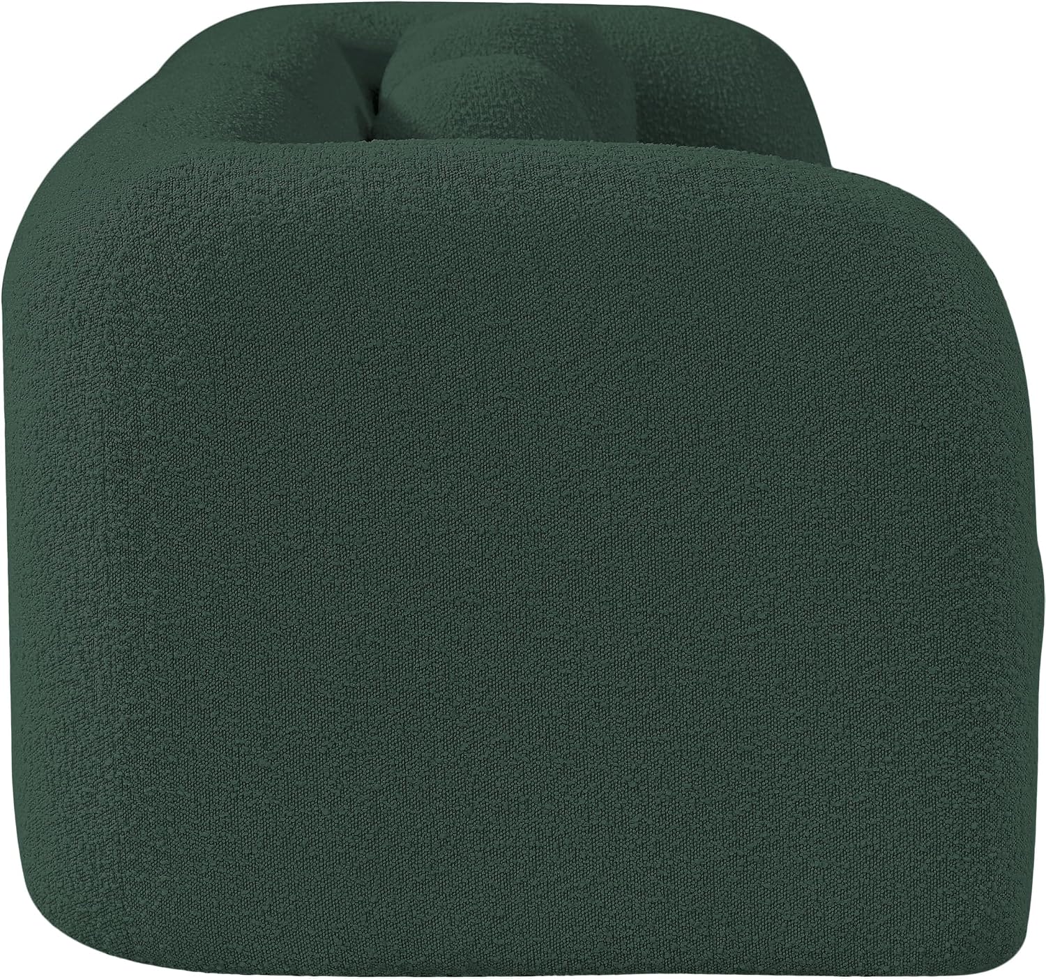 Meridian Furniture 139Green-S Emory Collection Art Deco Boucle Fabric Upholstered Sofa with Rich Green Boucle Fabric, Ball Pillows Included, 89" W x 34" D x 27" H, Green