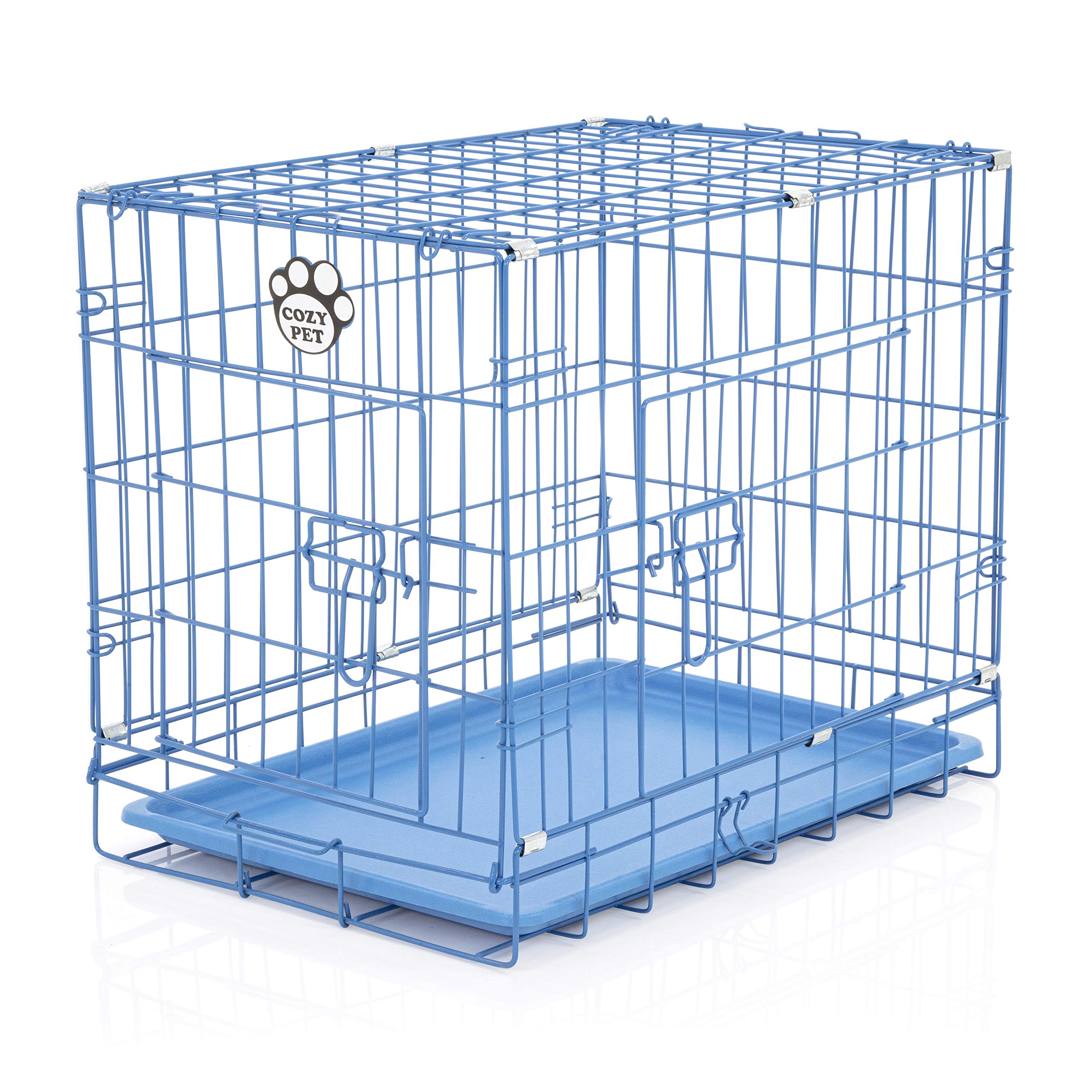 Cozy Pet Dog Cage 24" Blue ABS Tray Folding 61cm Puppy Crate Cat Carrier Dog Crate DCP24BL