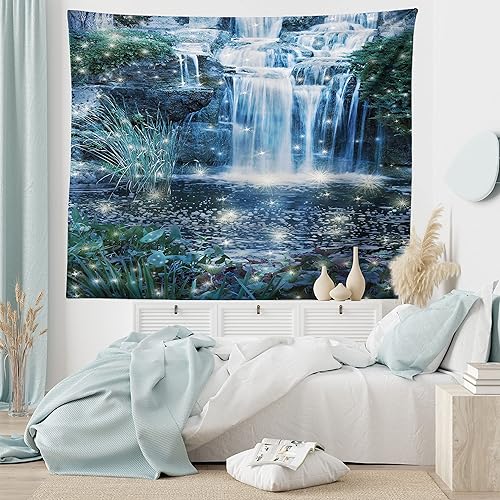 Miniatura 10 de Ambesonne Tapiz de colibrí, tamaño Queen, flores de lirio artístico, pájaros y salpicaduras de color en estilo de pintura de acuarela, colcha para