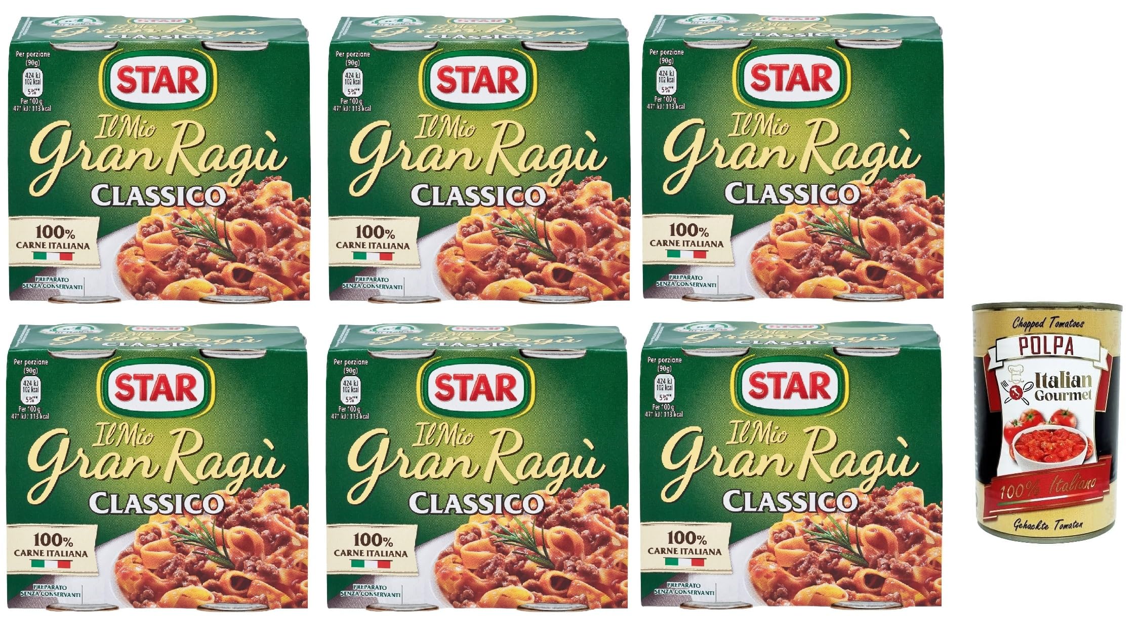 Italian Gourmet Ragù Sauce Bundle 6x 2x180g + Italian Gourmet Polpa Gratis – Italienische Bolognese Fleischsauce – Klassische Pasta Sauce für Spaghetti, Lasagne & Pasta Gerichte