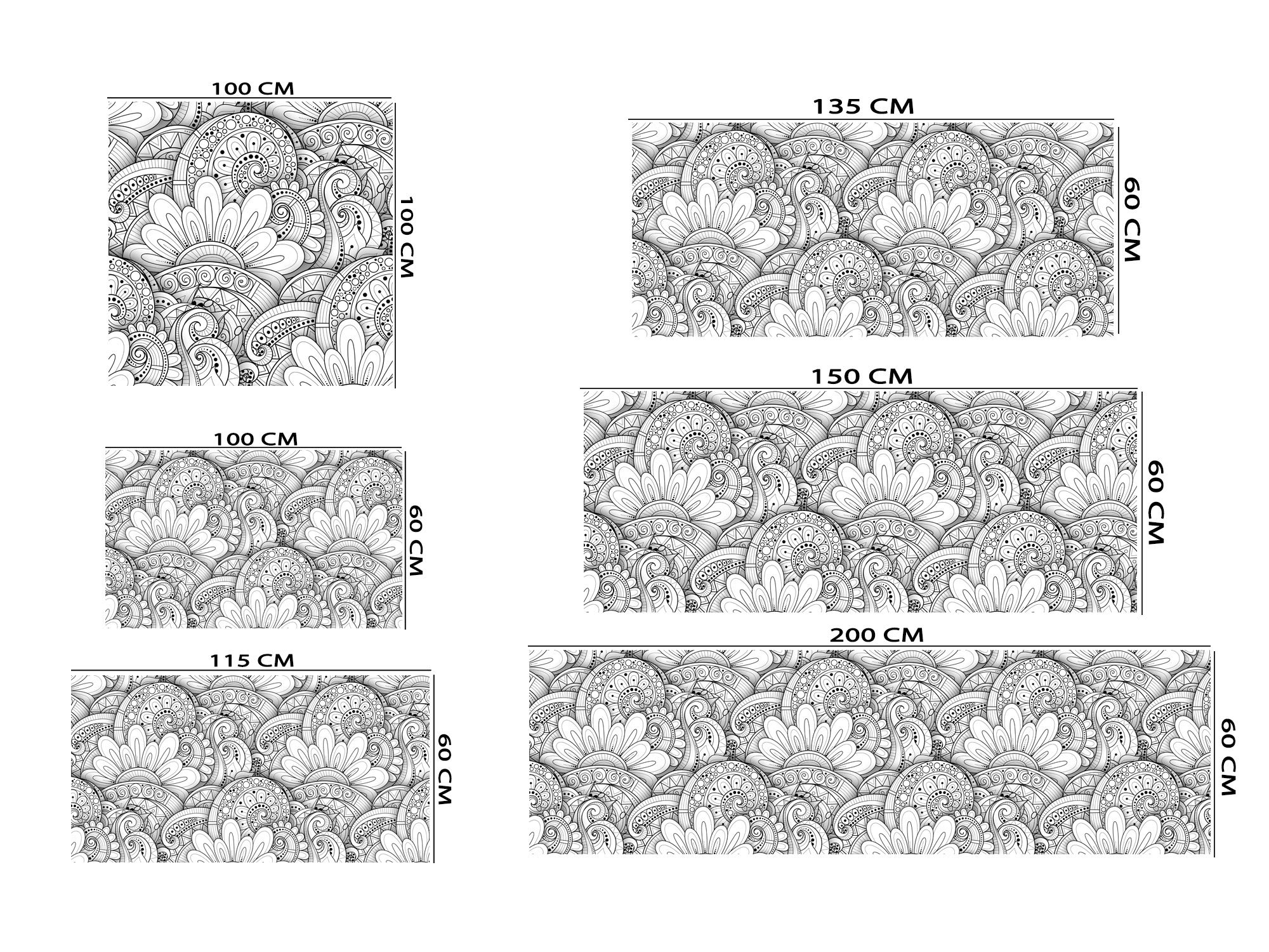 Oedim Cabecero Cama PVC Mandala Flores Blanco y Negro 150x60cm | Disponible en Varias Medidas | Cabecero Ligero, Elegante, Resistente y Económico