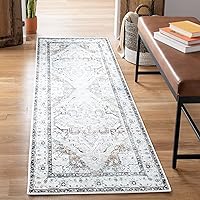 Vista 93 de Bloom Rugs Alfombra de pasillo lavable antideslizante de 7 pies – Beige/Gris Camino tradicional para entrada, pasillo, baño y cocina
