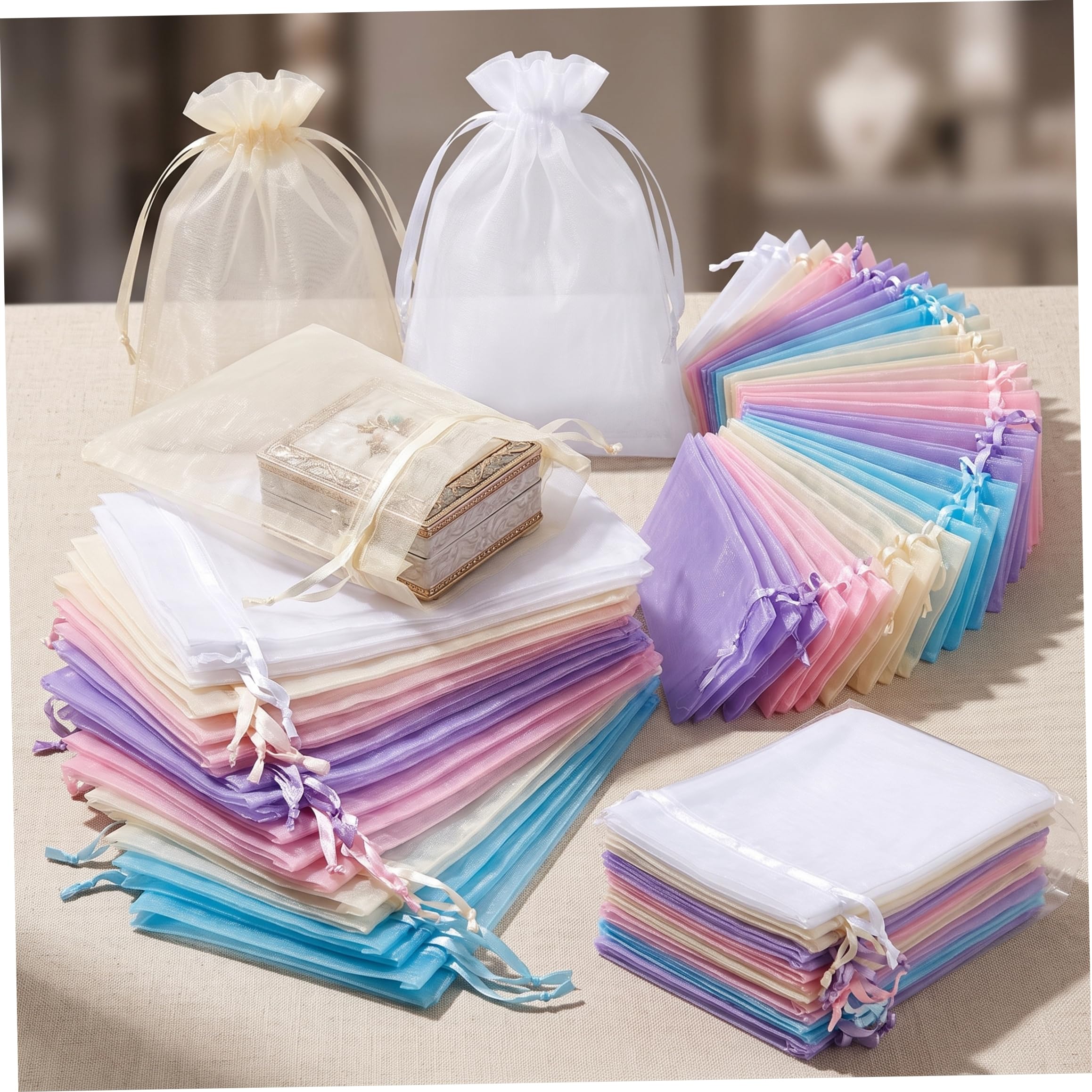 Sacchetti di organza 100 pezzi Sacchetti trasparenti 12x16 pollici con chiusura a coulisse