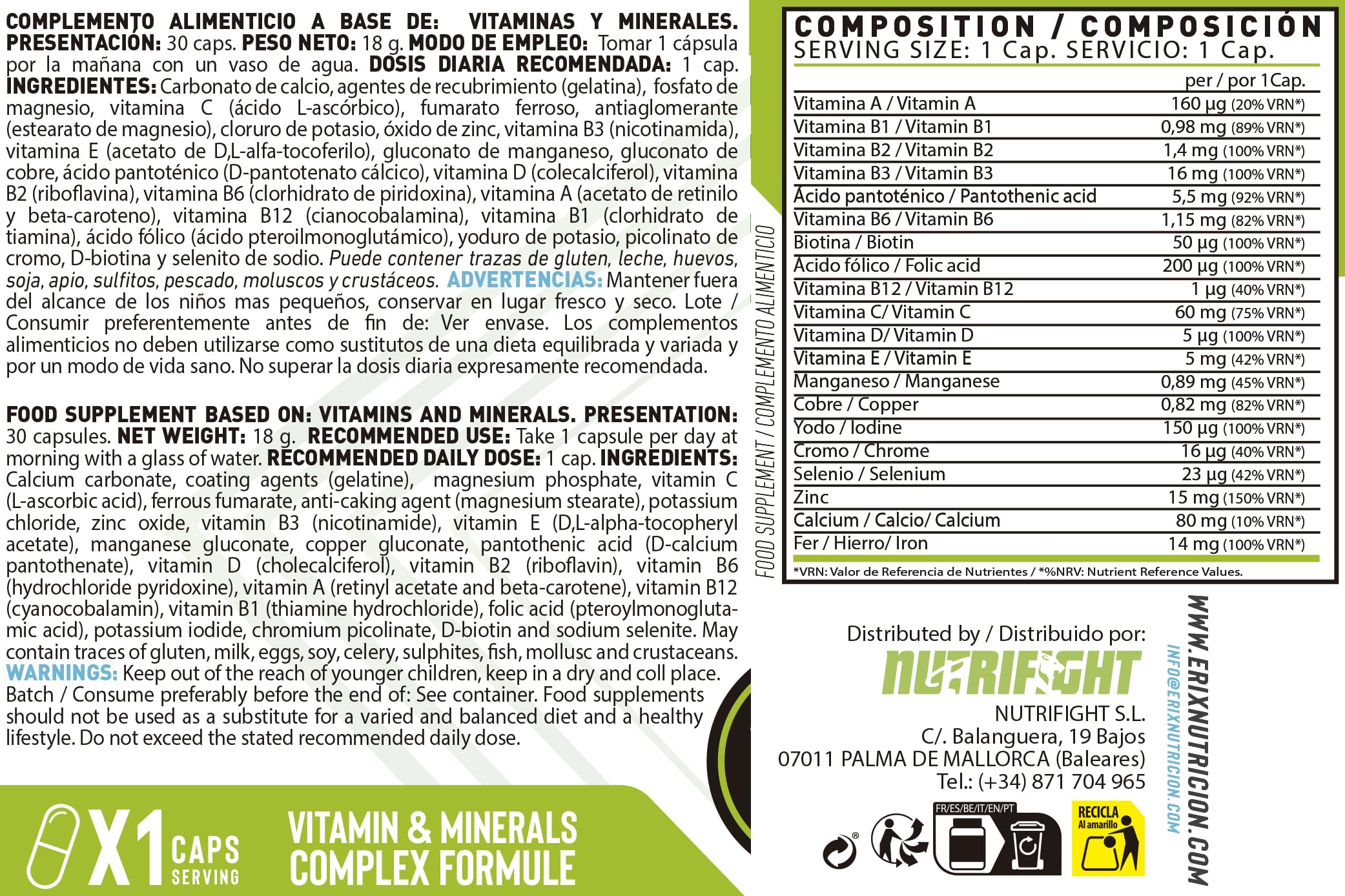 ERIX Nutricion Pack Entrenamiento - BCAA 2:1:1 + Glutamina (500g, Sabor Cola) y Multivitamínico (30 Cáps) - Incluye Shaker 700ml de Regalo - Recuperación Muscular y Vitalidad