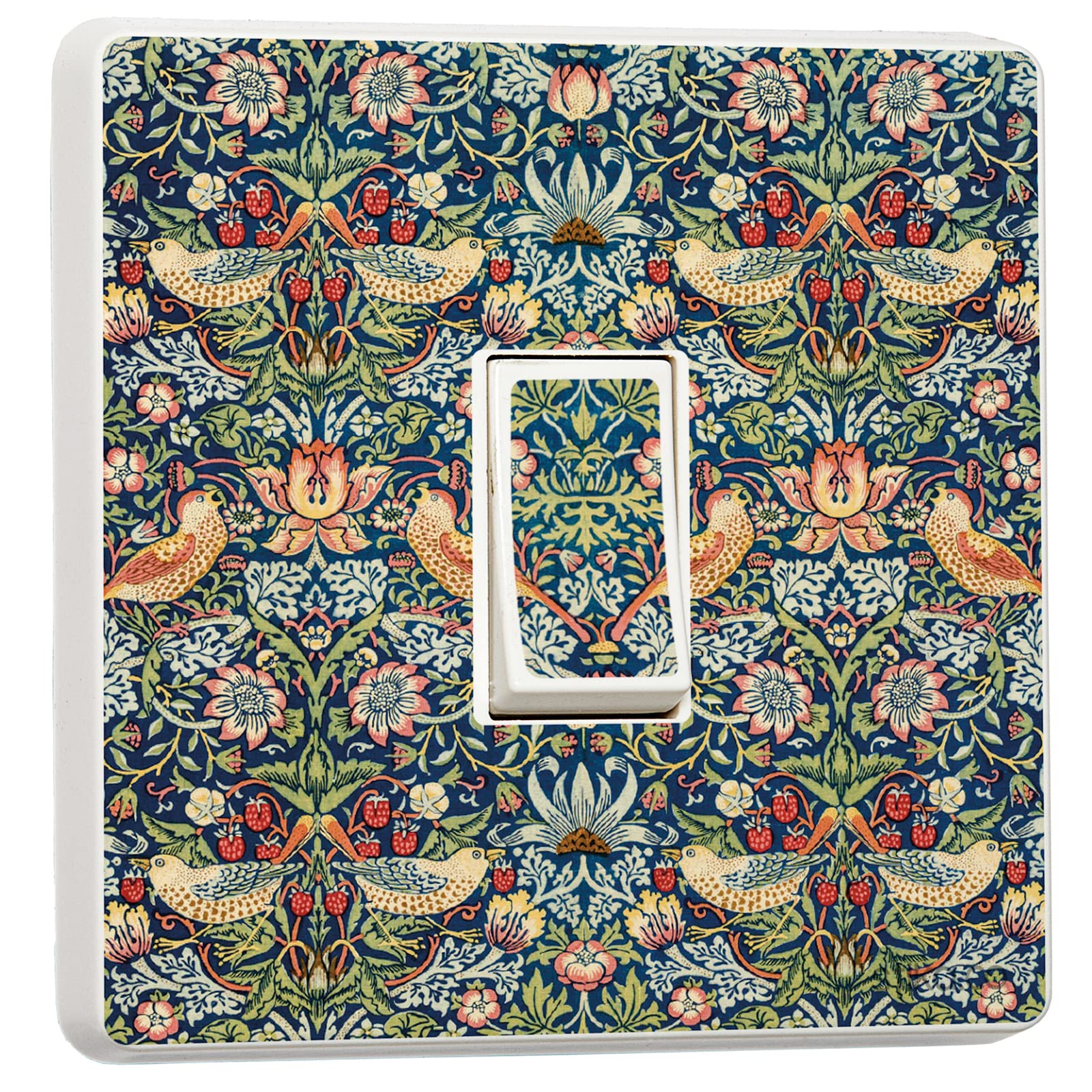 stika.co Set of 2 William Morris Art Print Stickers - Strawberry Thief Pattern Light Switch Cover Vinyl Stickers - Perfect for Single Switches - Room Decor
