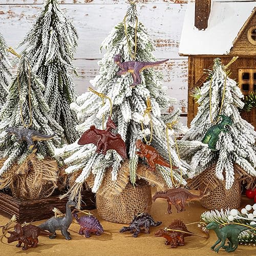 Miniatura 9 de 24 adornos decorativos para árbol de Navidad de dinosaurio, adorno colgante de Navidad, dinosaurio de plástico, decoración de árbol de Navidad para