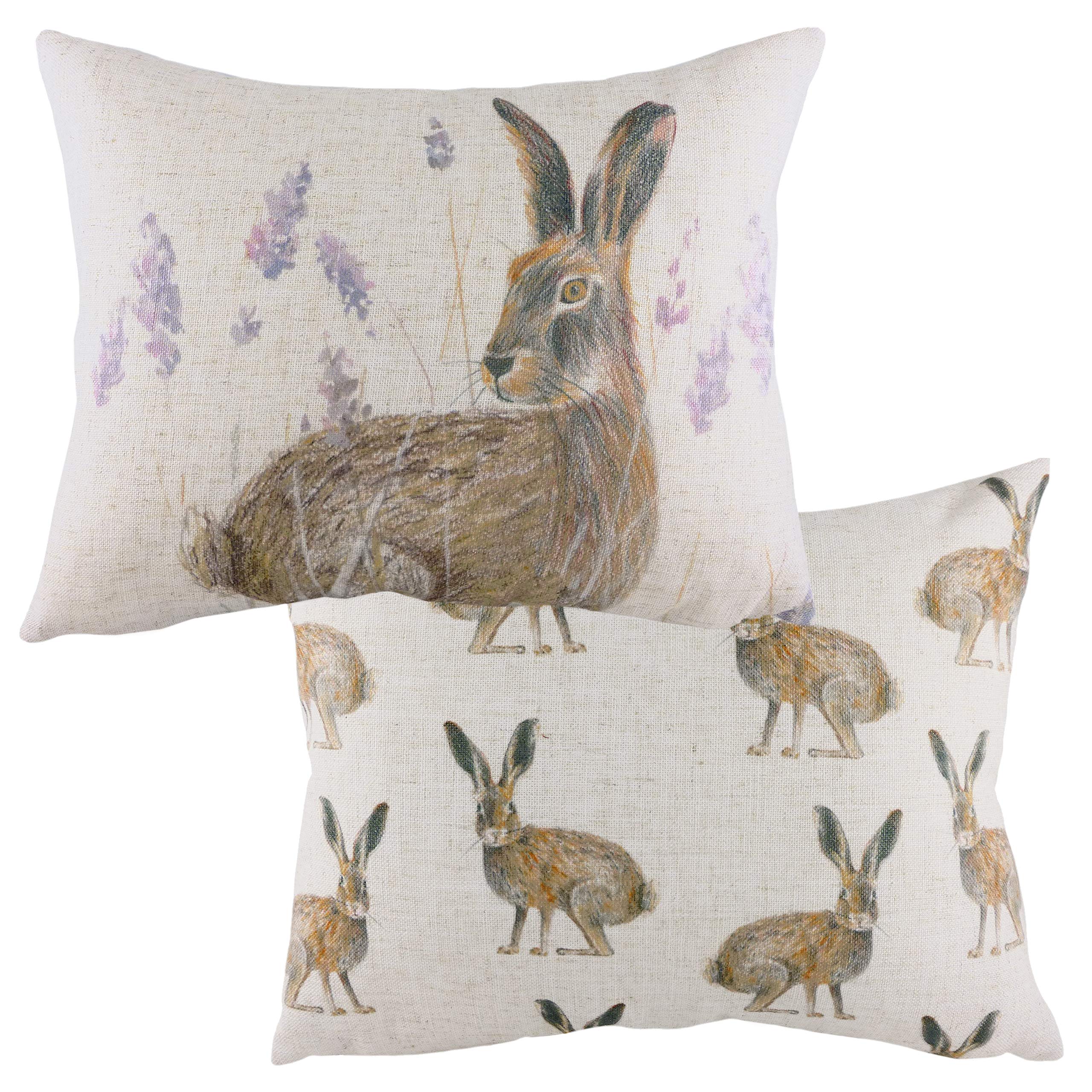 Coussin de lièvre debout haut de gamme Evans Lichfield avec plumes 43x33