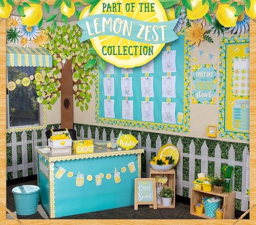 Miniatura 5 de Teacher Created Resources Borde enrollado recto Lemon Zest – 50 pies – Decora tablones de anuncios, paredes, escritorios, ventanas, puertas,