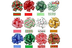 JOYIN 24 Present Wrap Ribbon Pull Bows for Easy and Fast Gift Wrapping