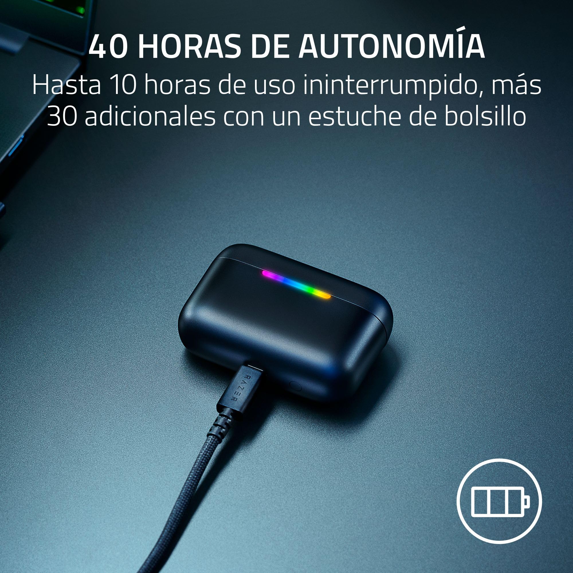 Razer Hammerhead V3 HyperSpeed - Auriculares inalámbricos Gaming multiplataforma - ANC cancelación Activa de Ruido - HyperSpeed Wireless y Bluetooth - Batería 40h - Resistentes al Agua IPX4 | Negro
