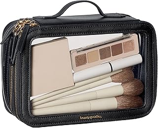 Beauty Goodies Cosmetic Bag Clear Makeup Bags, Travel Makeup Bag Black Makeup Organizer Bag, TSA Approved Clear Toiletry Bags Traveling Makeup bags Women, Clear Cosmetic Bags with Zipper Make Up Bag