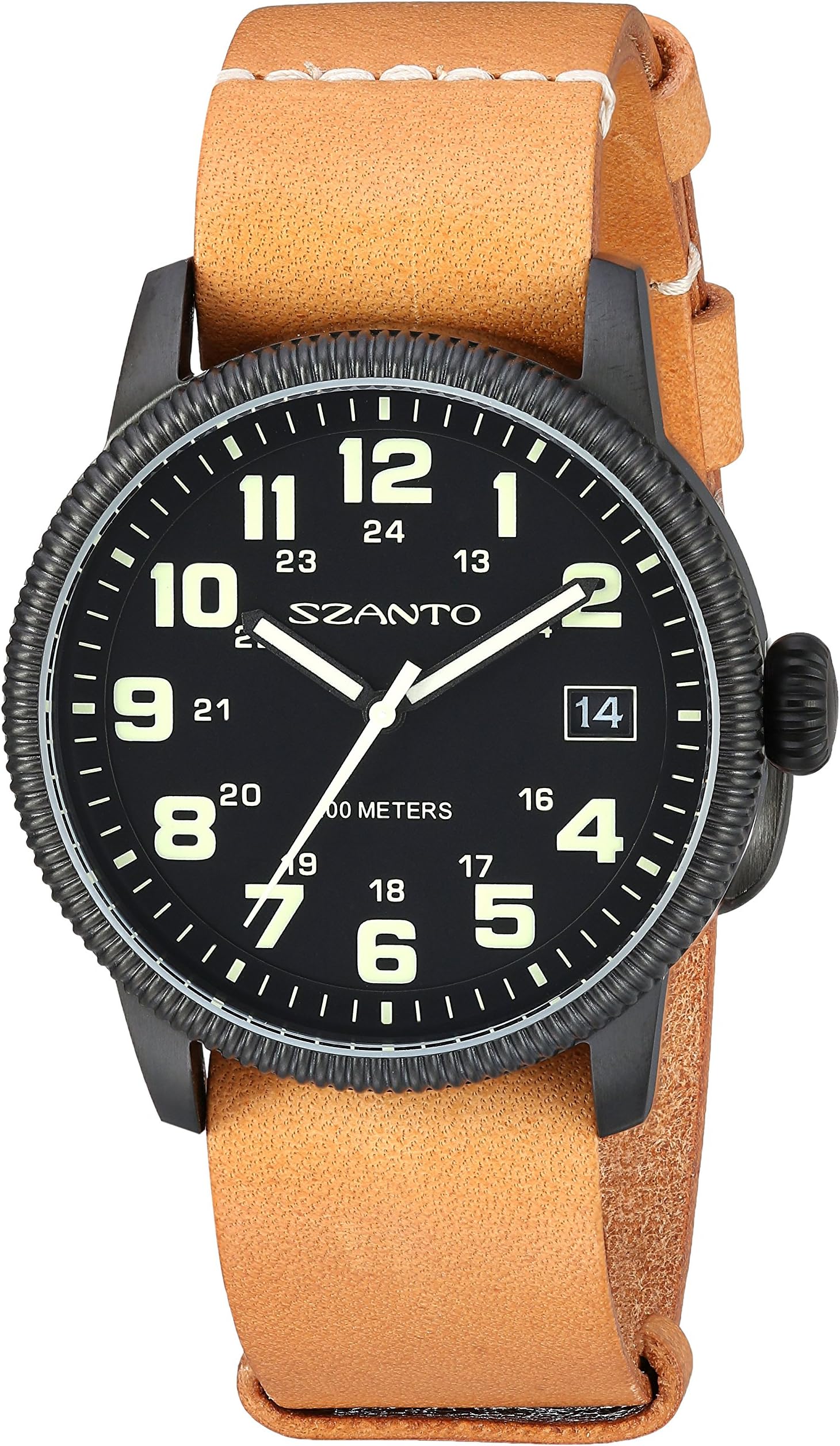 Men's 'Military Field' Quartz Stainless Steel and Leather Casual Watch, Color:Brown (Model: SZ1112)