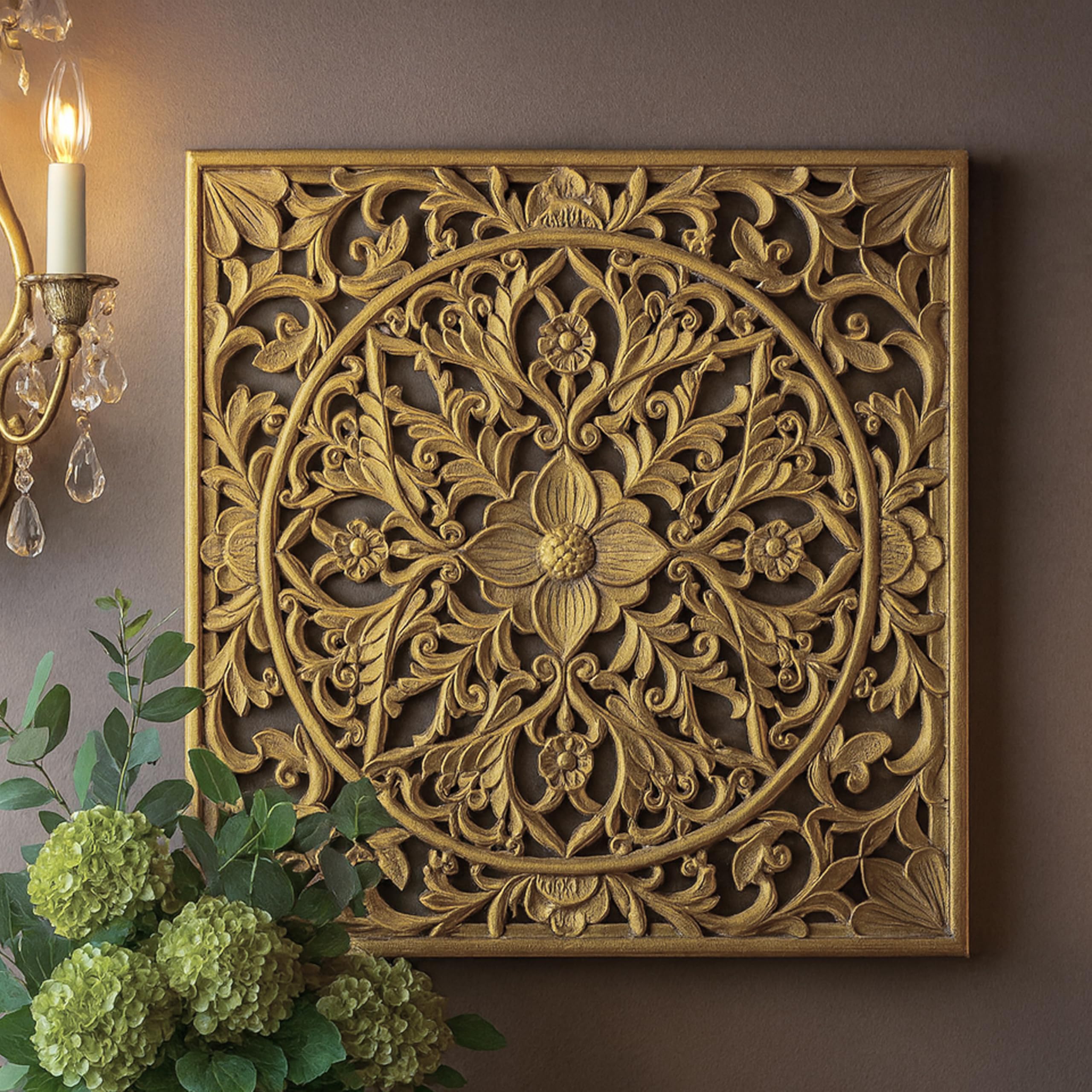 コラージュアート作品　ミクストミディア　和紙　ペイント　アメリカ　インテリア飾り Amazon.com: XIAOAIKA Boho Carved Wood Wall Art Panel, Floral