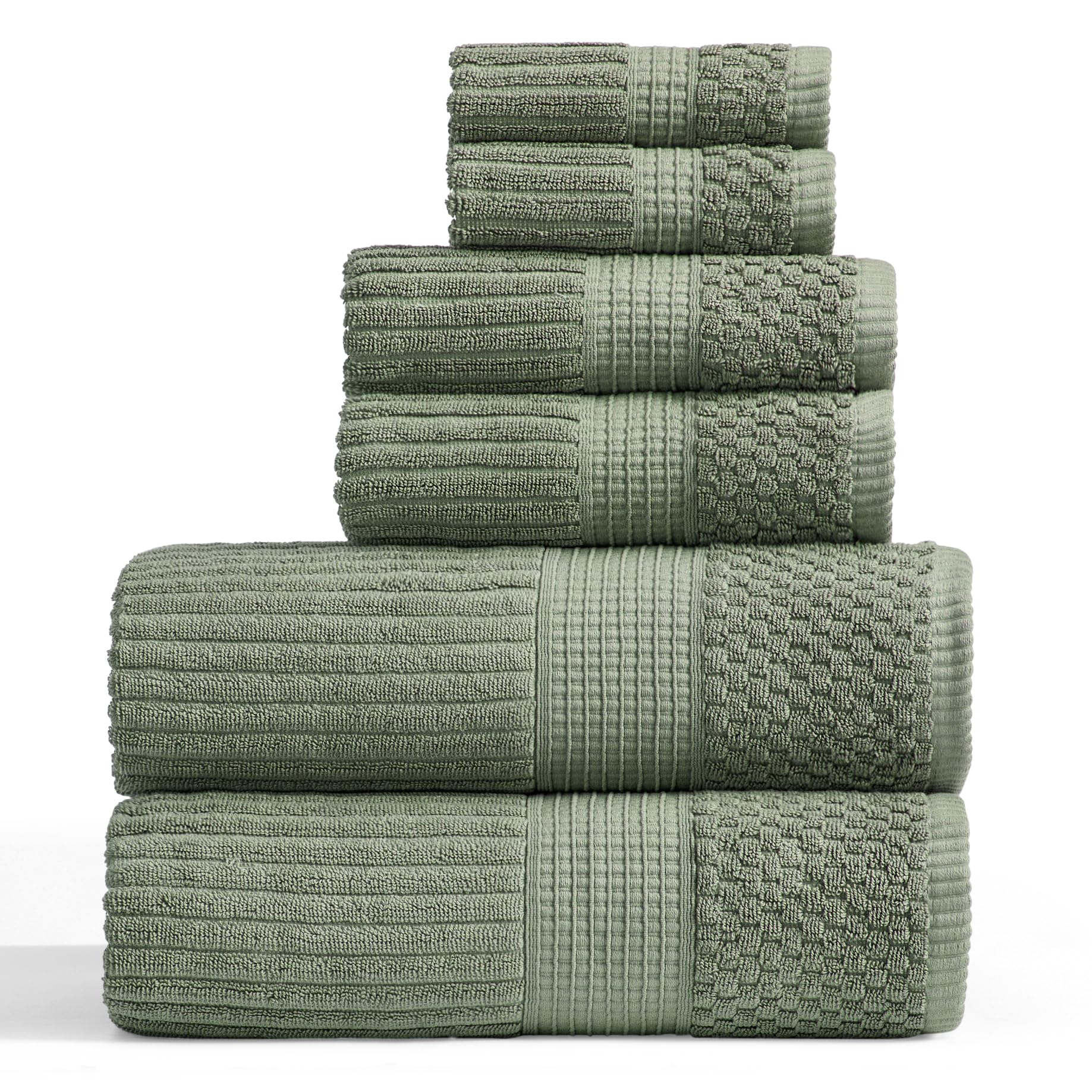 Photo 1 of Springtree Home 100% Cotton Bath Towel Set | 6-Piece Set | Textured | Green