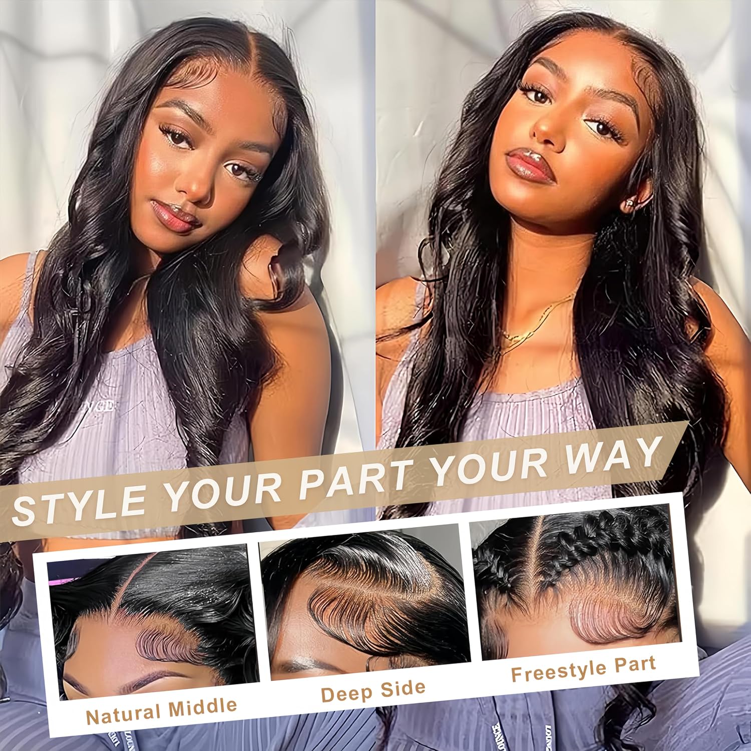32 Inch Body Wave Lace Front Wigs Human Hair 200% Density Body Wave Human Hair Wig Glueless Wigs Human Hair Pre Plucked with Baby Hair 13x6 Transparent HD Lace Front Wigs Human Hair Natural Black