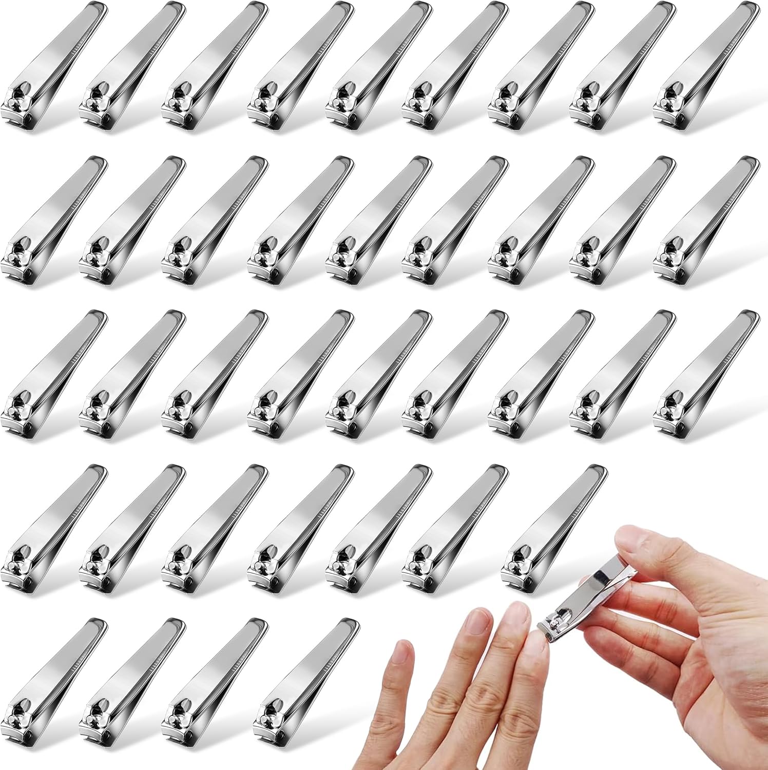 120 Pack Nail Clipper Set Flat Fingernail Clipper Toenail Clippers，Stainless Steel Bulk Nail Clippers, Portable Nail Cutter Toe Nail Clippers for Women Man Adult Homeless Care