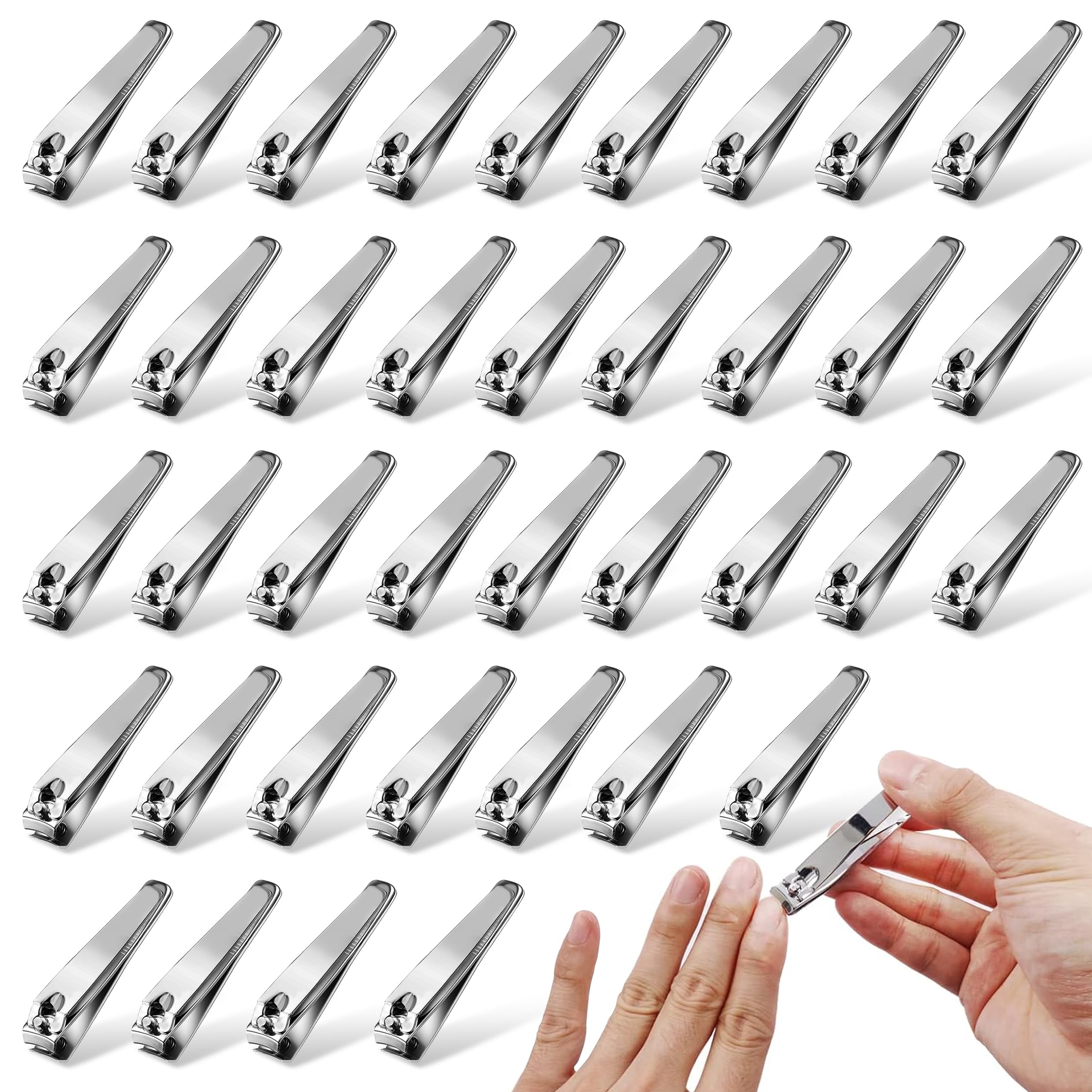Natzerat 120 Pack Nail Clipper Set Flat Fingernail Clipper Toenail Clippers，Stainless Steel Bulk Nail Clippers, Portable Nail Cutter Toe Nail Clippers