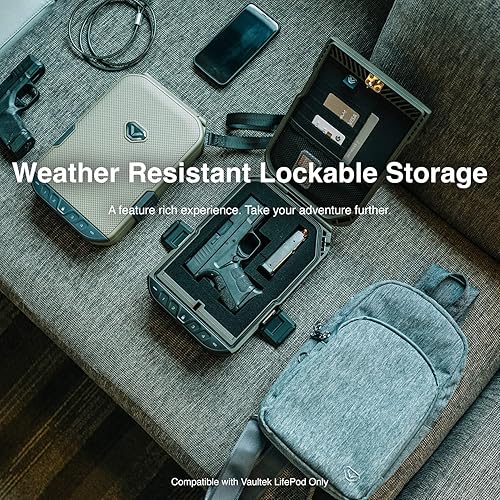 Vista 37 de Vaultek - Caja fuerte portátil, resistente al agua, texturizada, electrónica, ideal para guardar y organizar pertenencias valiosas o armas