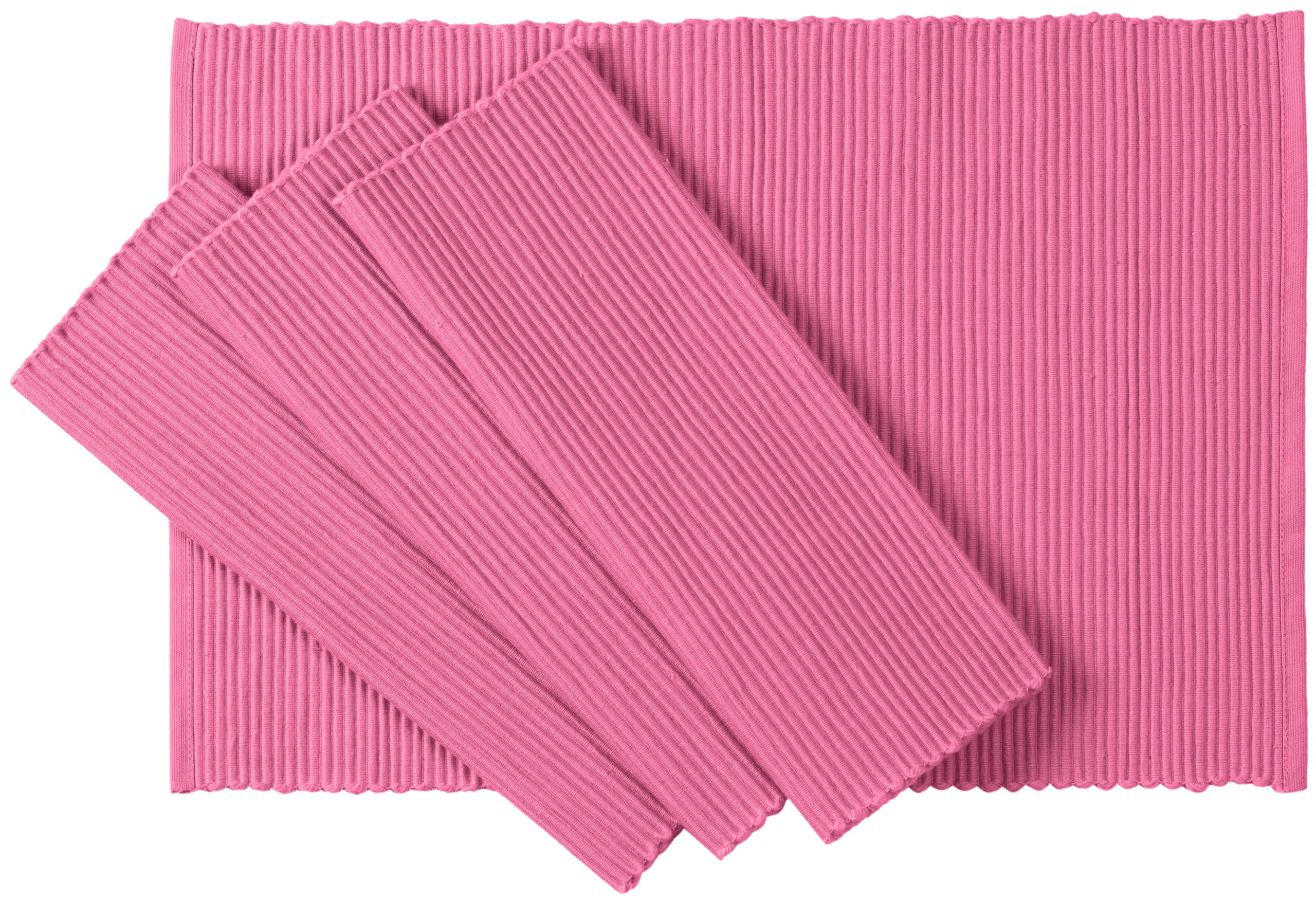 C'est Ca Textiles Pink Ribbed Cotton Placemats, Set Of 4, Azalea