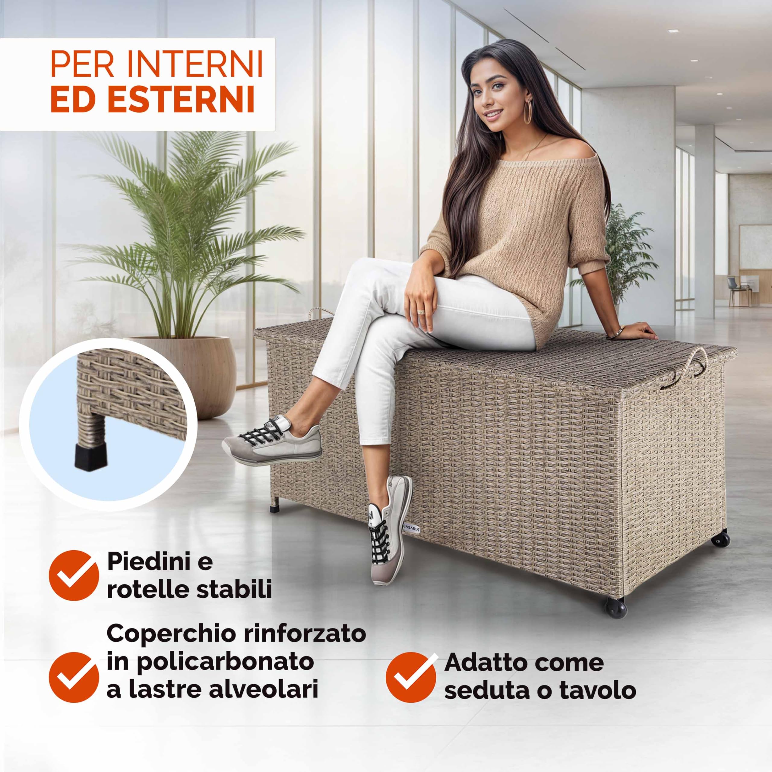 Casaria® Baule Giardino XXL 117x53x60cm Ruote 270L Salvaspazio Impermeabile Resistente Cassettone Contenitore Esterno