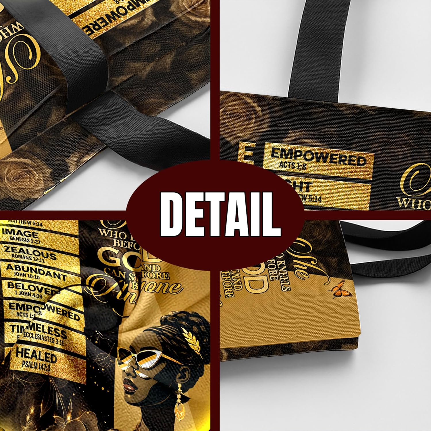 Personalized African American Tote Bags for Women, Christian Shoulder Bag with Name for Travel, Work, Gym, Black Women Gifts - Image 5